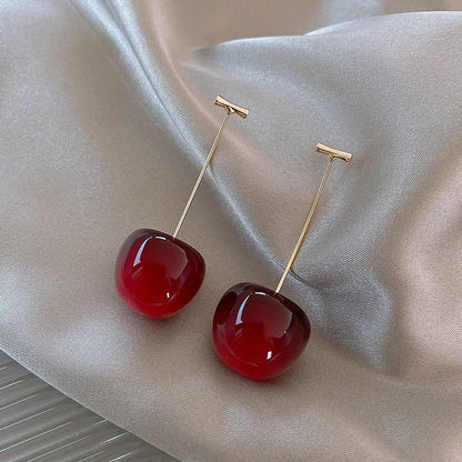 🍒 Sweet Red Cherry Drop Earrings – Fruity, Flirty, Fun
