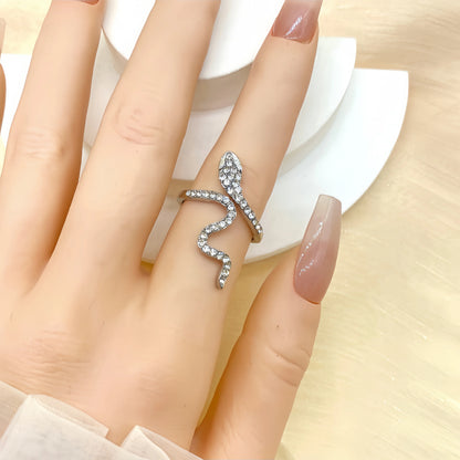 1 Piece Of Fashionable Classic Micro-Set Zircon Snake-Shaped Wrapped Women's simple Minority Designer Fashionable Index Finger R