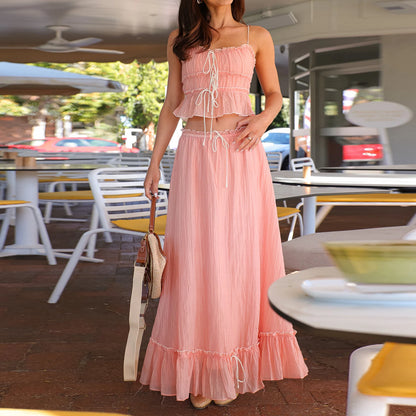 Boho Y2K Collection - Patchwork Tie Up Cami 2- Piece