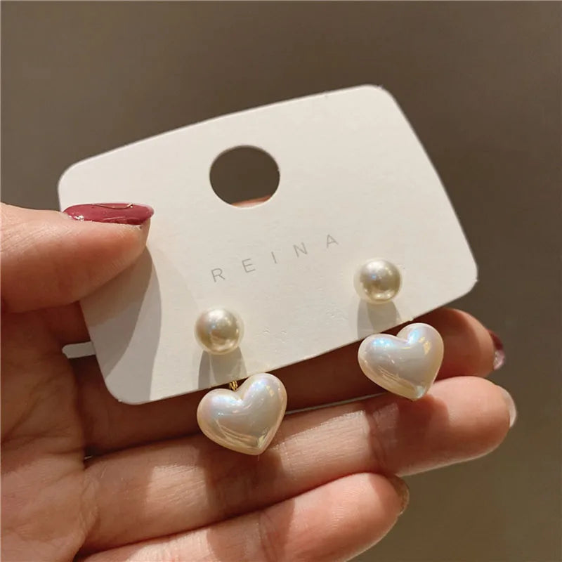 Pearl Heart Stud Earrings – Elegant Love Edition