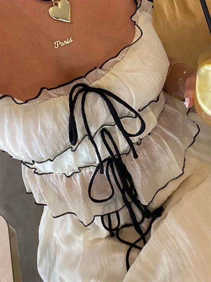 Boho Y2K Collection - Patchwork Tie Up Cami 2- Piece