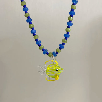 Glazed Fish Pendant Necklace