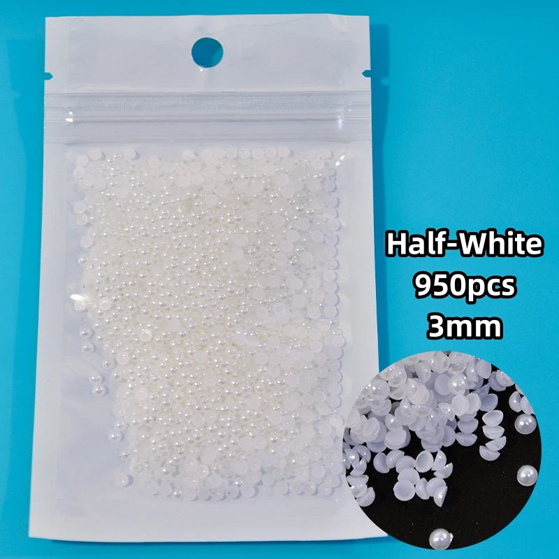 12-Grid Pearl Nail Rhinestones Kit