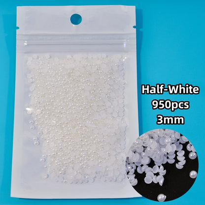 12-Grid Pearl Nail Rhinestones Kit