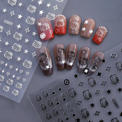 3D Cartoon Hello Kitty Nail Art Stickers – Laser Decals for Perfect Manicures