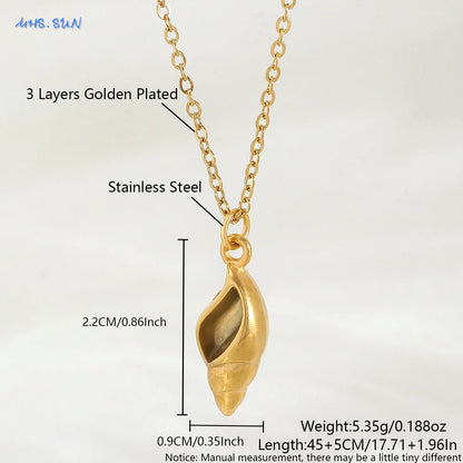 The Starfish & Shell Pendant Necklace – Trendy Stainless Steel Beach Jewelry