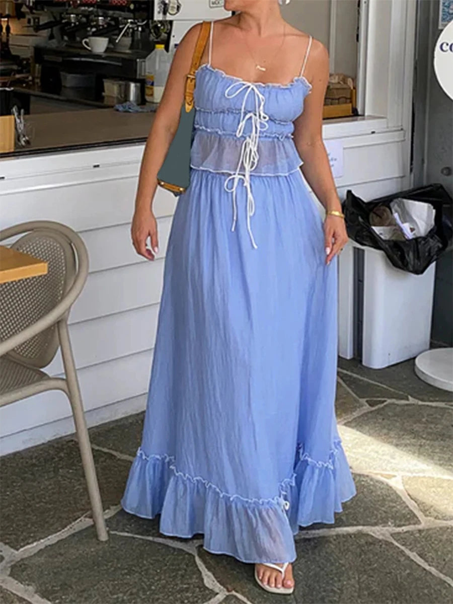 Boho Y2K Collection - Patchwork Tie Up Cami 2- Piece