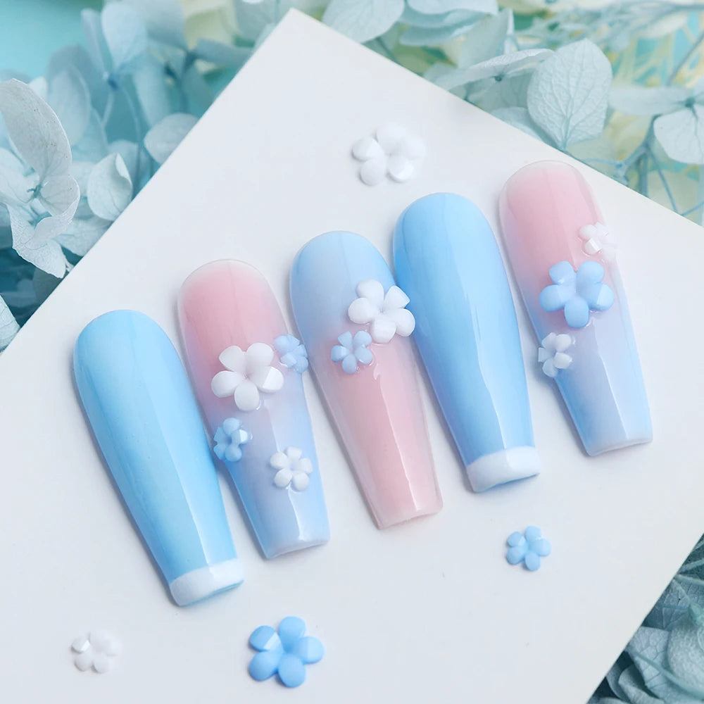 400pcs Acrylic Flower Nail Art Decorations – 3D Resin Flower Charms for DIY Manicures