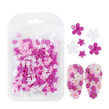 400pcs Acrylic Flower Nail Art Decorations – 3D Resin Flower Charms for DIY Manicures