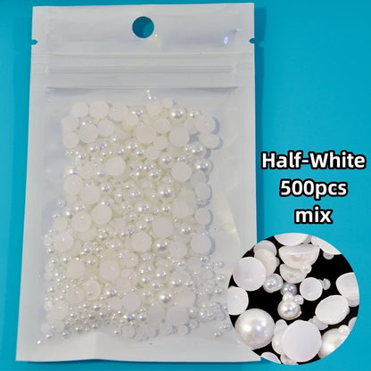 12-Grid Pearl Nail Rhinestones Kit