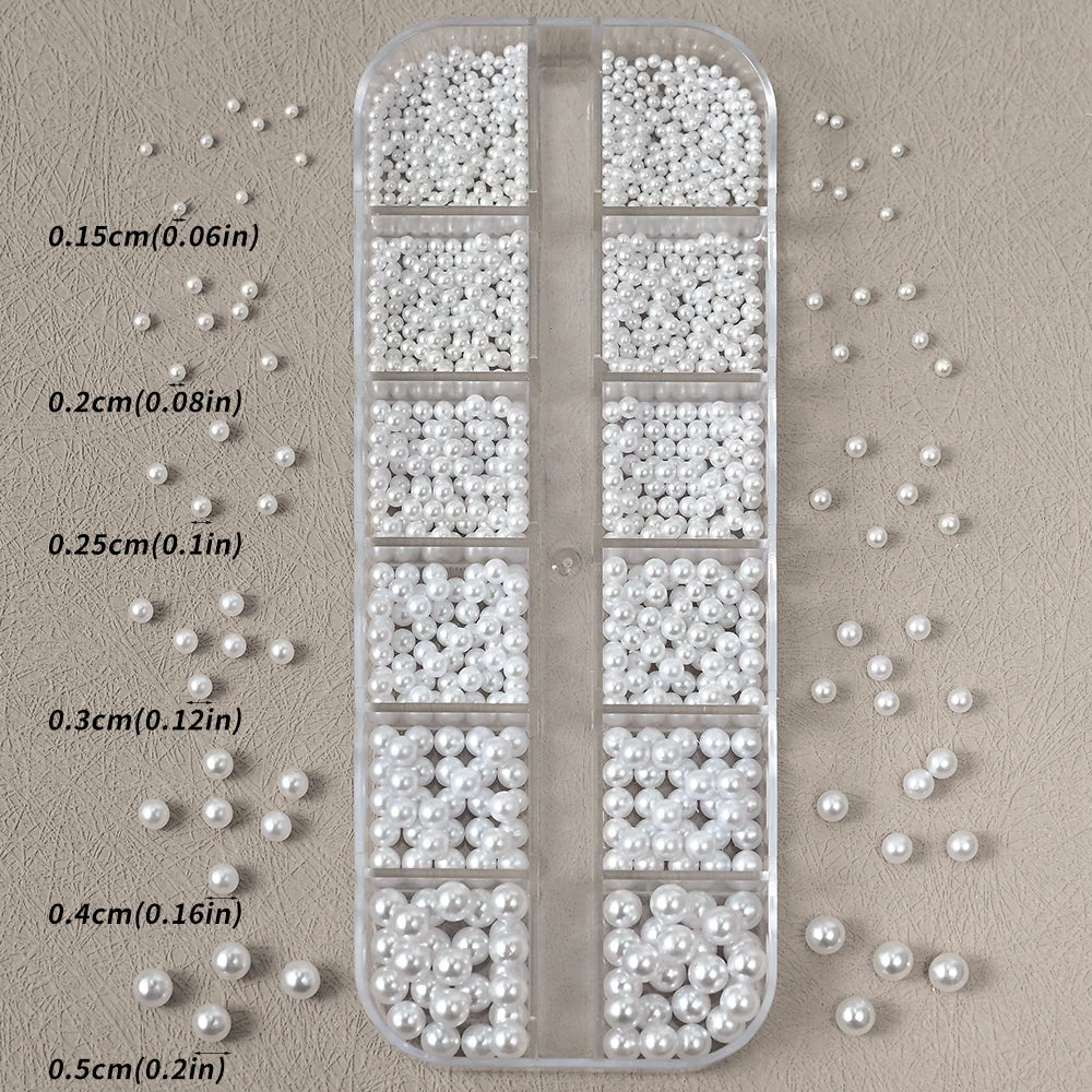 12-Grid Pearl Nail Rhinestones Kit