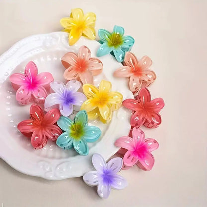 The Gradient Flower Hair Clip Set – 6 Mini Claw Barrettes for Women
