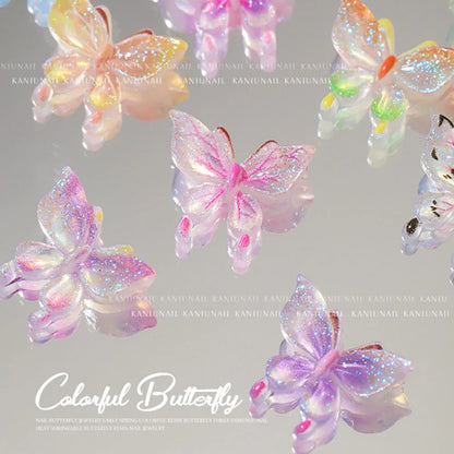 Glow-in-the-Dark Butterfly Nail Charms – 3D Aurora Vibes for Your Mani 🦋