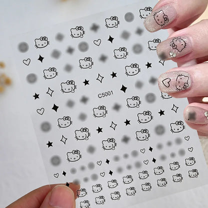 3D Cartoon Hello Kitty Nail Art Stickers – Laser Decals for Perfect Manicures