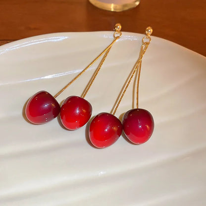 🍒 Sweet Red Cherry Drop Earrings – Fruity, Flirty, Fun