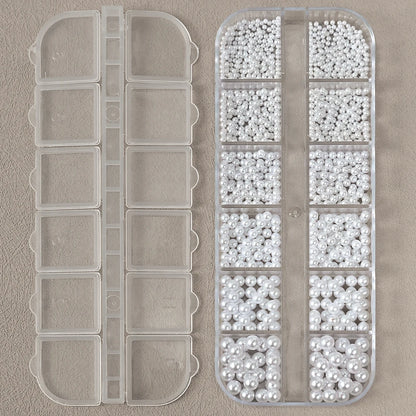 12-Grid Pearl Nail Rhinestones Kit