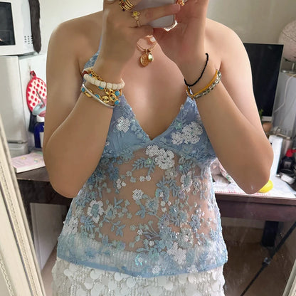 Boho Y2K Collection- Vintage Sequin Halter Top