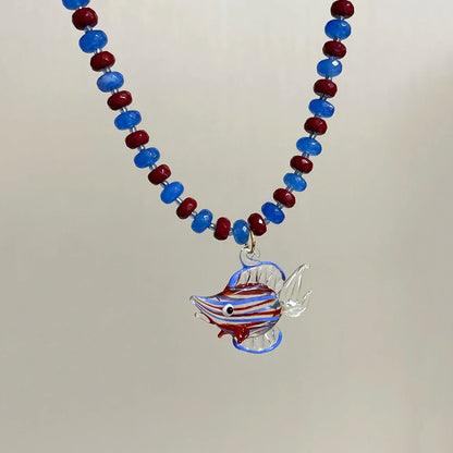 Glazed Fish Pendant Necklace