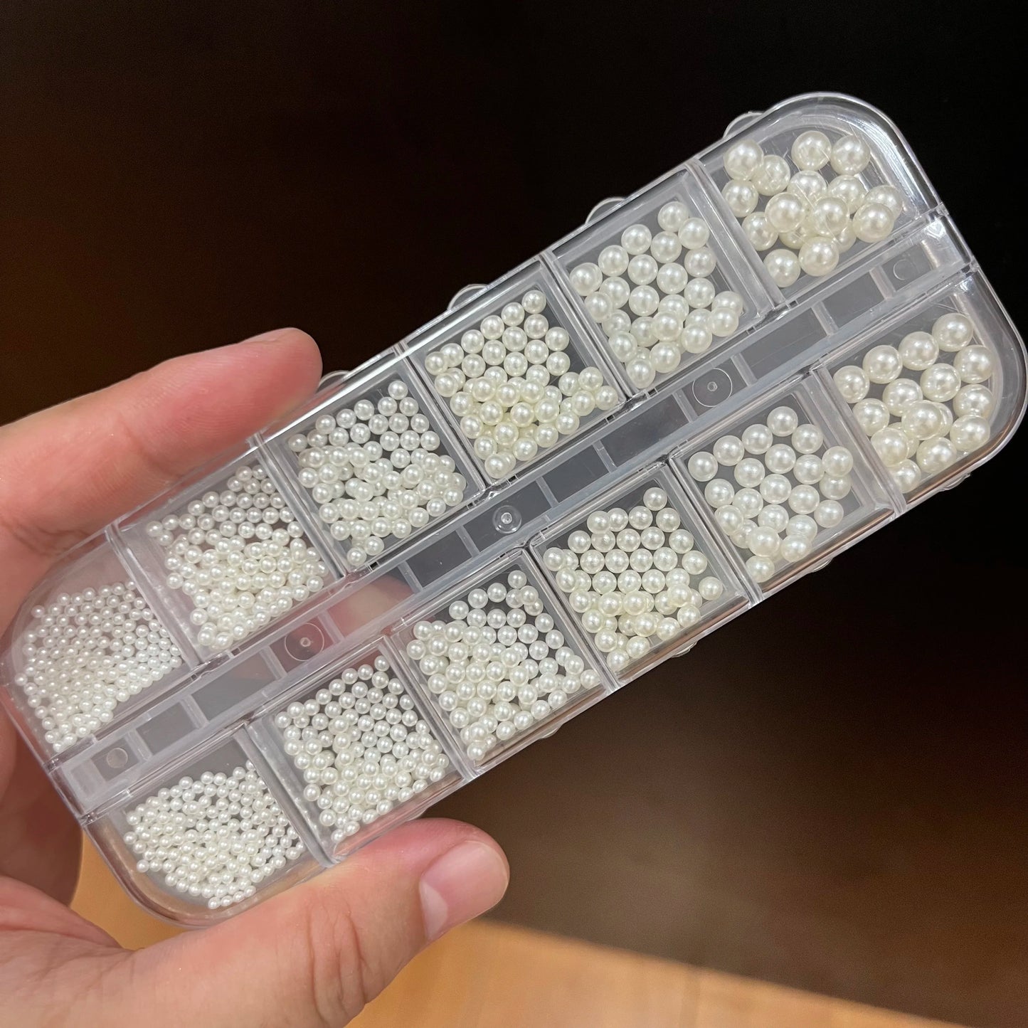 12-Grid Pearl Nail Rhinestones Kit