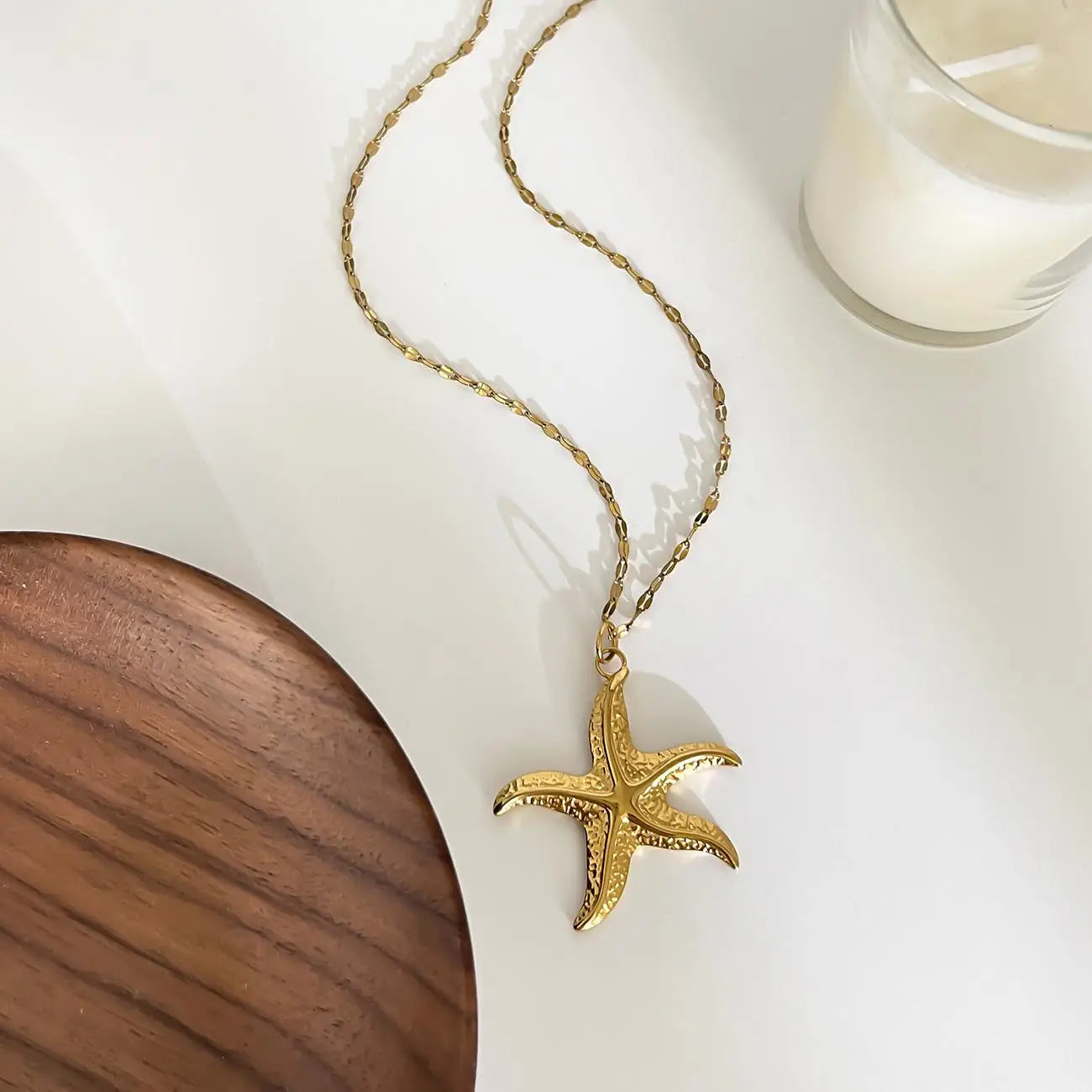 The Starfish & Shell Pendant Necklace – Trendy Stainless Steel Beach Jewelry