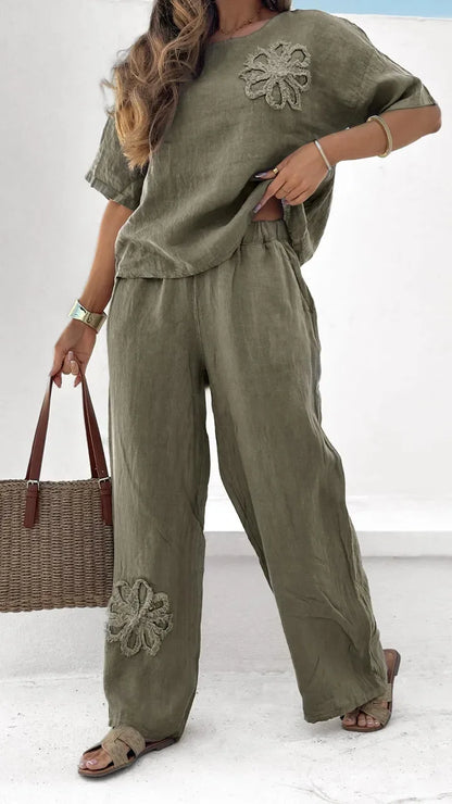 Classics Collection- Embroidered Chic Linen Set