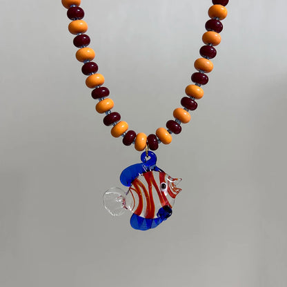 Glazed Fish Pendant Necklace