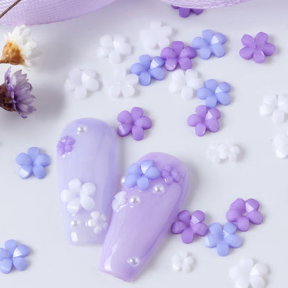 400pcs Acrylic Flower Nail Art Decorations – 3D Resin Flower Charms for DIY Manicures