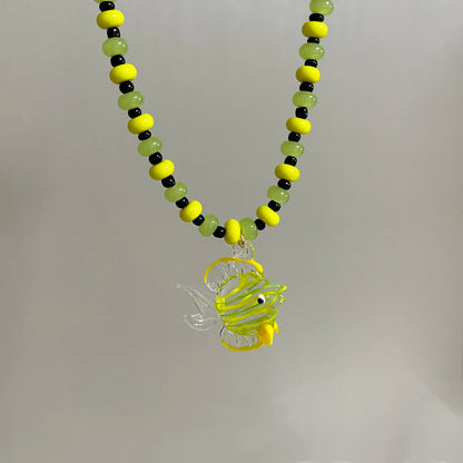 Glazed Fish Pendant Necklace