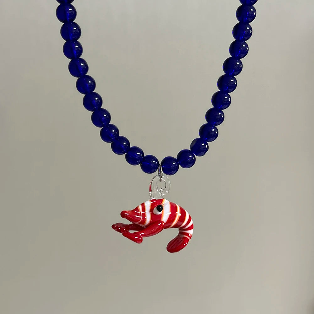 Glazed Fish Pendant Necklace