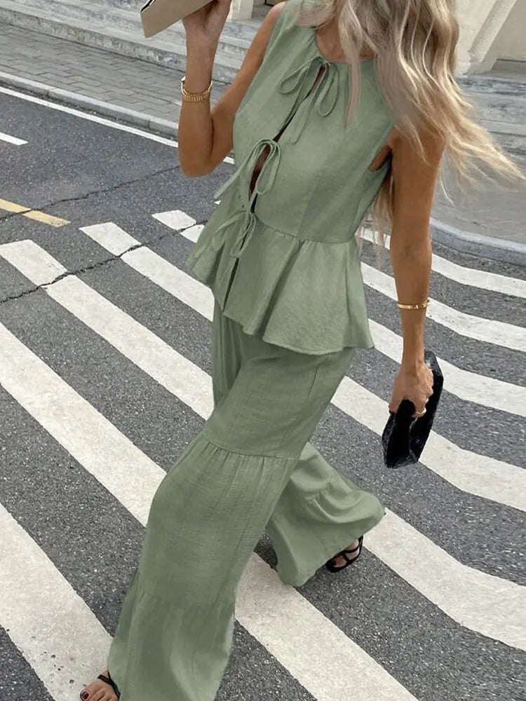 Classics Collection- Lace Up Tank Pants Set