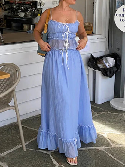 Boho Y2K Collection - Patchwork Tie Up Cami 2- Piece