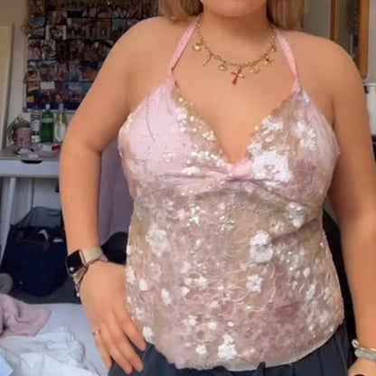 Boho Y2K Collection- Vintage Sequin Halter Top