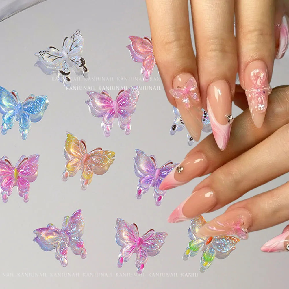Glow-in-the-Dark Butterfly Nail Charms – 3D Aurora Vibes for Your Mani 🦋