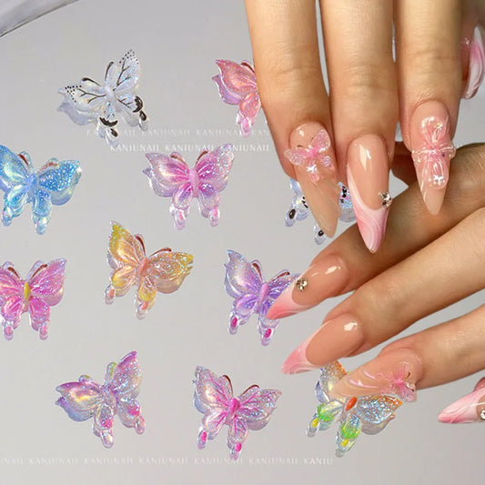 Glow-in-the-Dark Butterfly Nail Charms – 3D Aurora Vibes for Your Mani 🦋