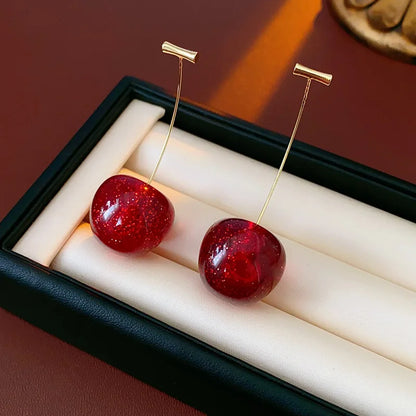 🍒 Sweet Red Cherry Drop Earrings – Fruity, Flirty, Fun