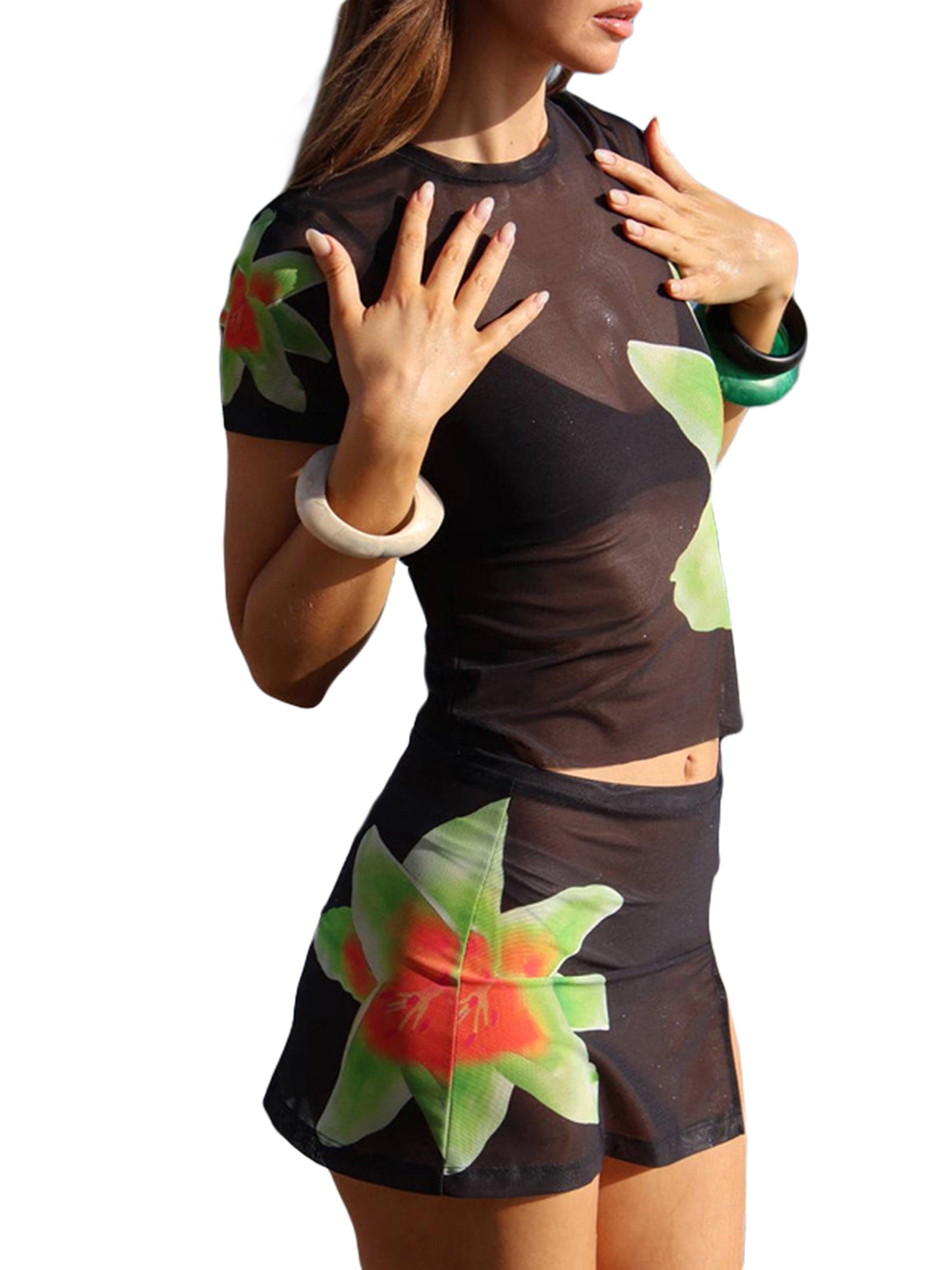 Boho Y2K Collection- Mesh Floral Set