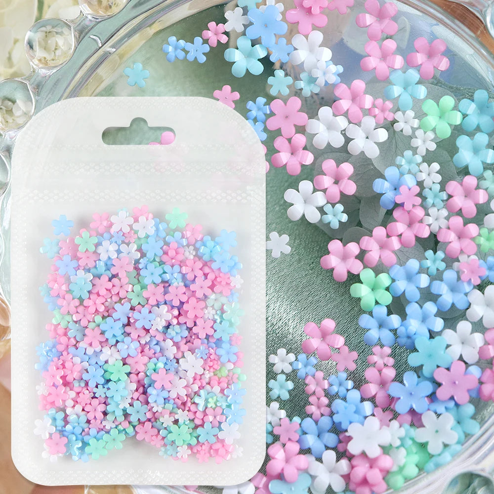 400pcs Acrylic Flower Nail Art Decorations – 3D Resin Flower Charms for DIY Manicures