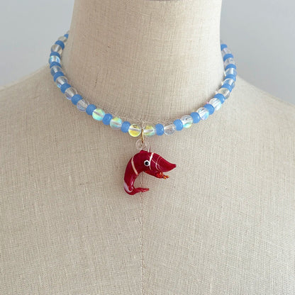 Glazed Fish Pendant Necklace