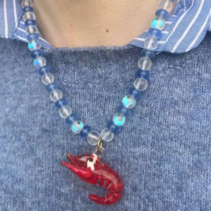 Glazed Fish Pendant Necklace