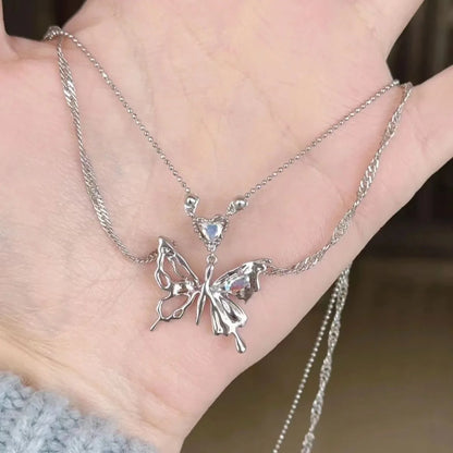 Punk Butterfly Pendant Necklace
