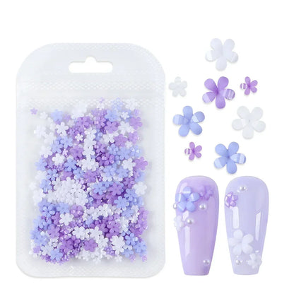400pcs Acrylic Flower Nail Art Decorations – 3D Resin Flower Charms for DIY Manicures