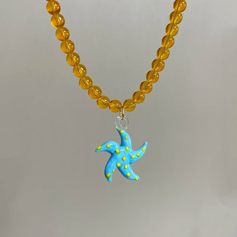 Glazed Fish Pendant Necklace