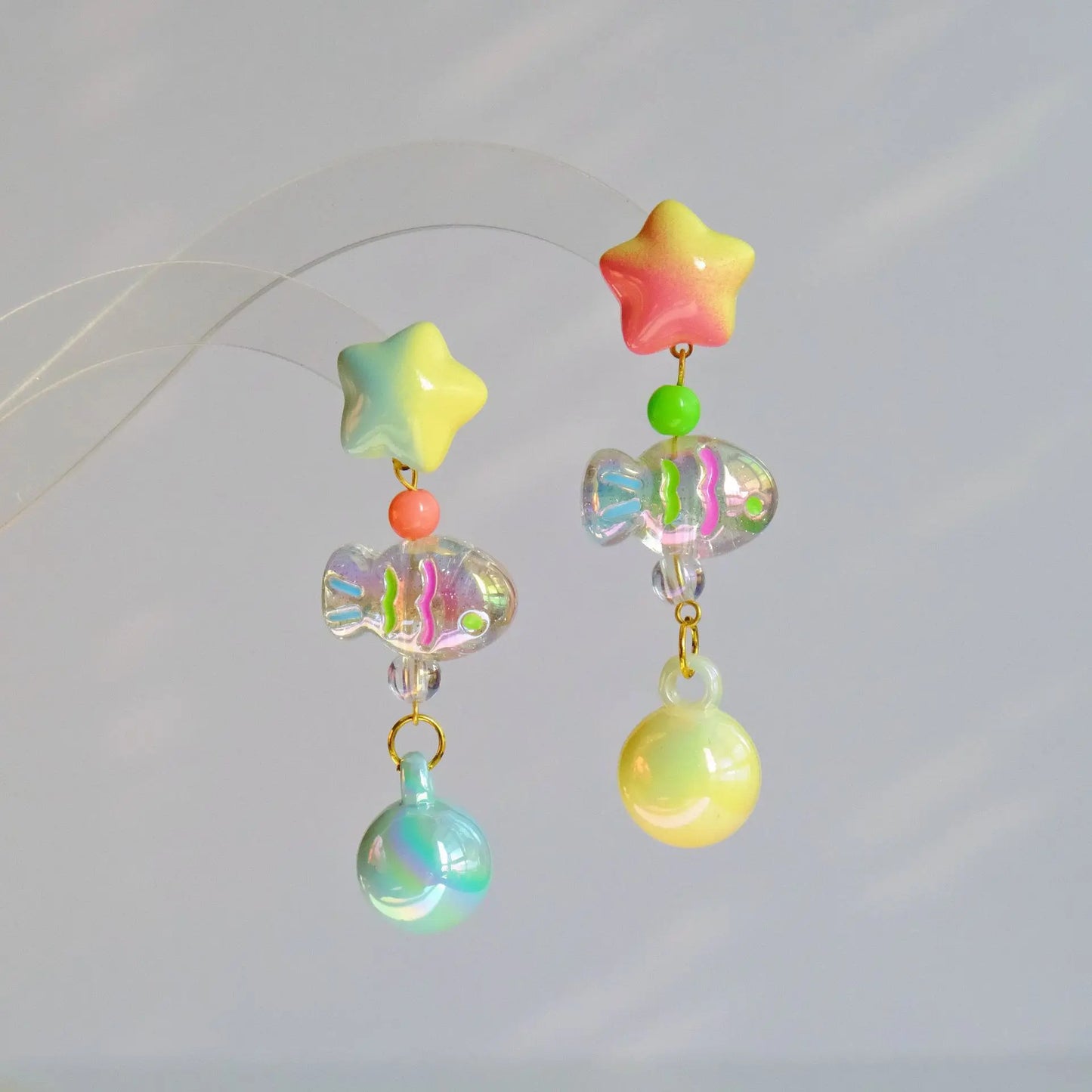 Goldfish Drop Earrings – Asymmetrical Resin Koi Design