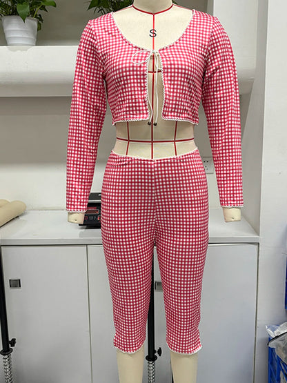 Boho Y2K Collection- Vintage Capri Plaid Set