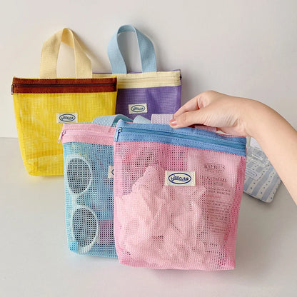 The Vibrant Mini Mesh Tote – Foldable Cosmetic & Beach Bag