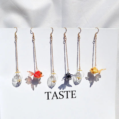 Goldfish Drop Earrings – Asymmetrical Resin Koi Design