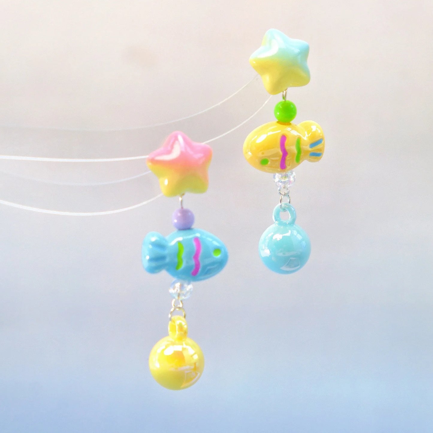 Goldfish Drop Earrings – Asymmetrical Resin Koi Design