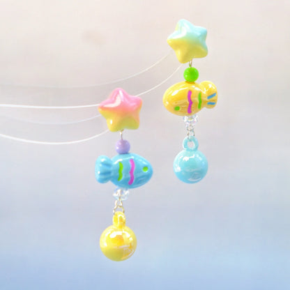 Goldfish Drop Earrings – Asymmetrical Resin Koi Design