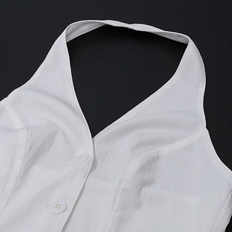 Classic Collection – Button-Up Halter Crop & Slit Maxi Skirt Set