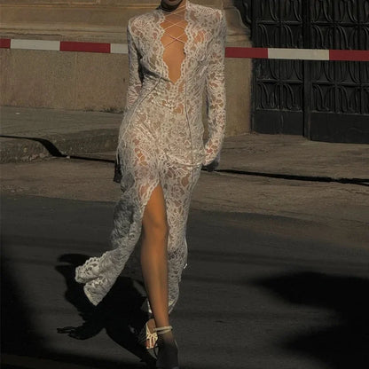 Vintage Lace Collection- Patchwork Slit Dress